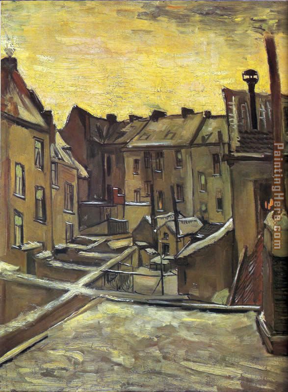 Vincent van Gogh Backyards of Old Houses in Antwerp in the Snow